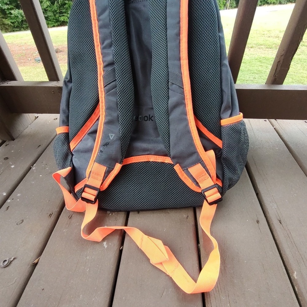 Reebok Backpack Unisex Large Grey Blue Orange Excellent Laptop Sleeve H2O Port